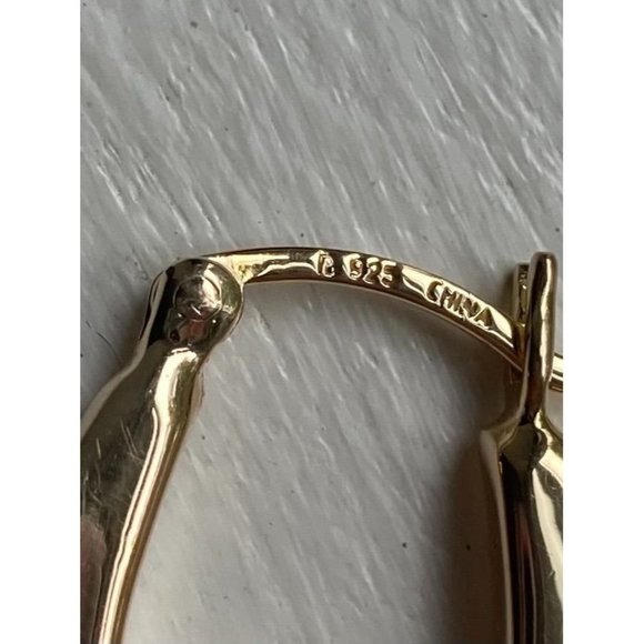 Sterling U-Shaped Gold Tone Dangle Earrings - Picture 6 of 6